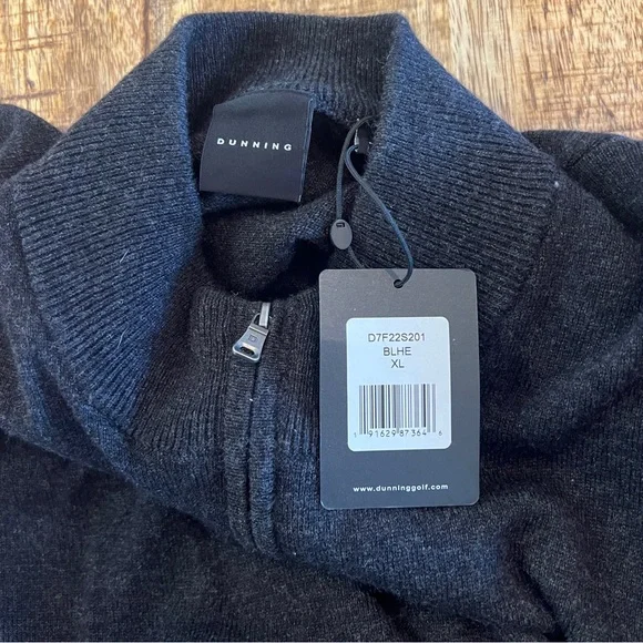 Dunning Golf Merino Wool Cashmere Full Zip Front Sweater Vest Black Size XL